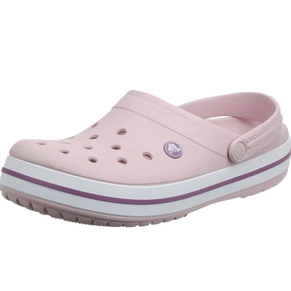 CROCS Shoes - Crocs Crocband Clog Shoes, Pearl Pink/Wild Orchid, Mens 10 US M / Womens 12 US M